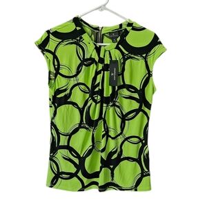 Worthington Women's Top NWT Green Black Size M Back Zipper